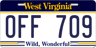 WV license plate OFF709