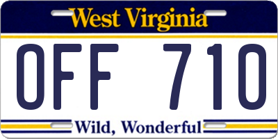 WV license plate OFF710