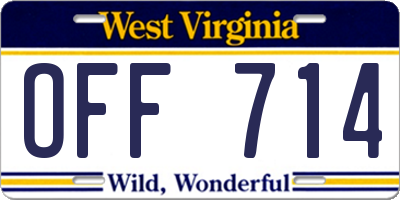WV license plate OFF714