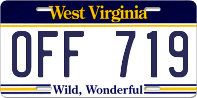 WV license plate OFF719
