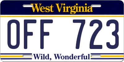 WV license plate OFF723