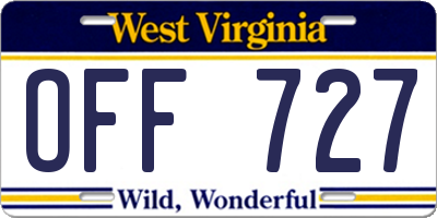 WV license plate OFF727