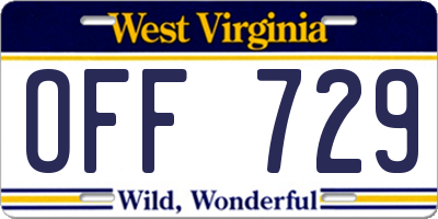 WV license plate OFF729