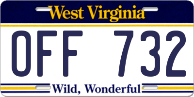 WV license plate OFF732