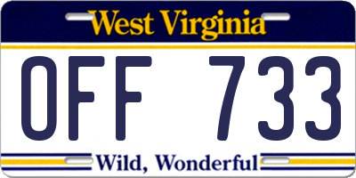 WV license plate OFF733