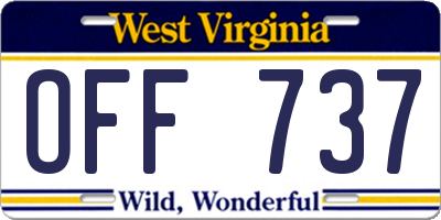 WV license plate OFF737