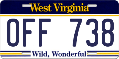 WV license plate OFF738