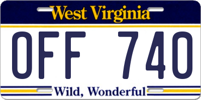 WV license plate OFF740