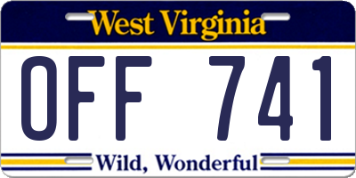 WV license plate OFF741