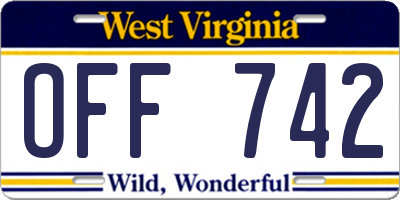 WV license plate OFF742
