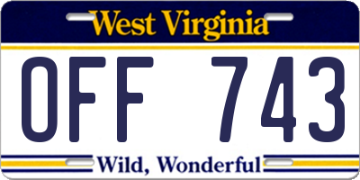 WV license plate OFF743