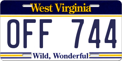 WV license plate OFF744