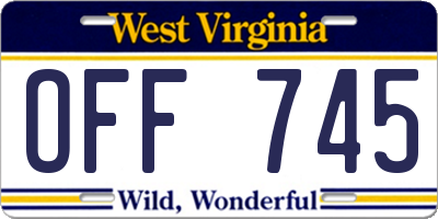 WV license plate OFF745
