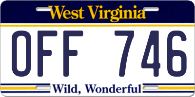 WV license plate OFF746