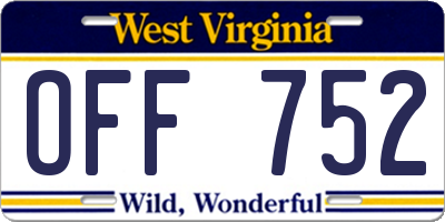 WV license plate OFF752