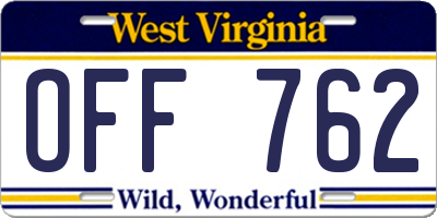 WV license plate OFF762