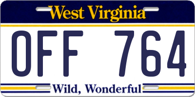 WV license plate OFF764