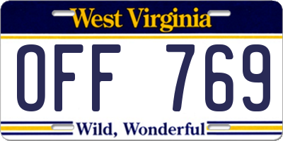WV license plate OFF769