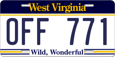 WV license plate OFF771