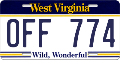 WV license plate OFF774