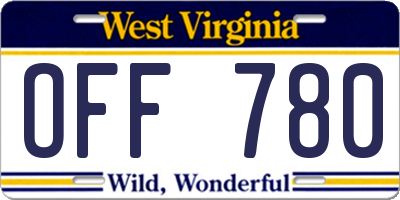 WV license plate OFF780