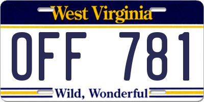 WV license plate OFF781
