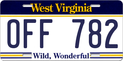 WV license plate OFF782