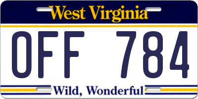 WV license plate OFF784