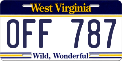WV license plate OFF787