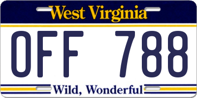 WV license plate OFF788