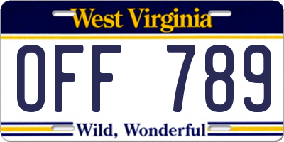 WV license plate OFF789