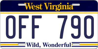 WV license plate OFF790
