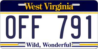 WV license plate OFF791