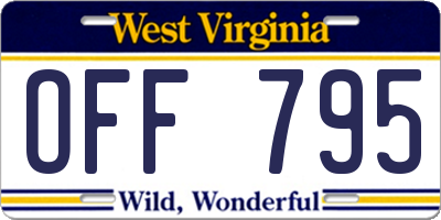 WV license plate OFF795