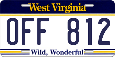 WV license plate OFF812