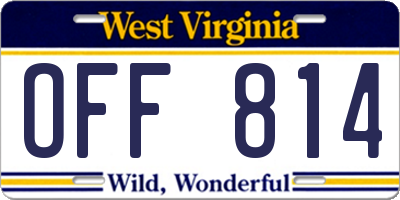 WV license plate OFF814
