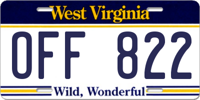 WV license plate OFF822