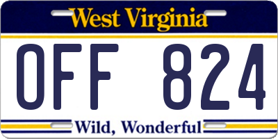 WV license plate OFF824