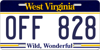WV license plate OFF828