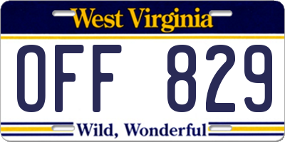 WV license plate OFF829