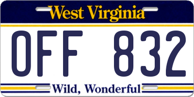 WV license plate OFF832