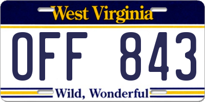 WV license plate OFF843