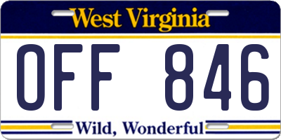WV license plate OFF846