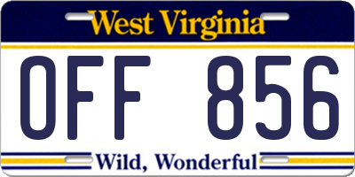 WV license plate OFF856
