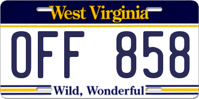 WV license plate OFF858