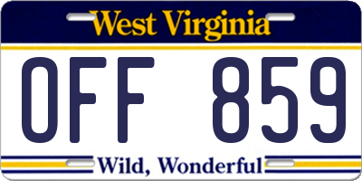 WV license plate OFF859