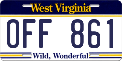 WV license plate OFF861
