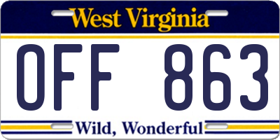 WV license plate OFF863