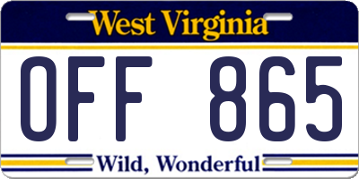 WV license plate OFF865
