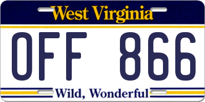 WV license plate OFF866